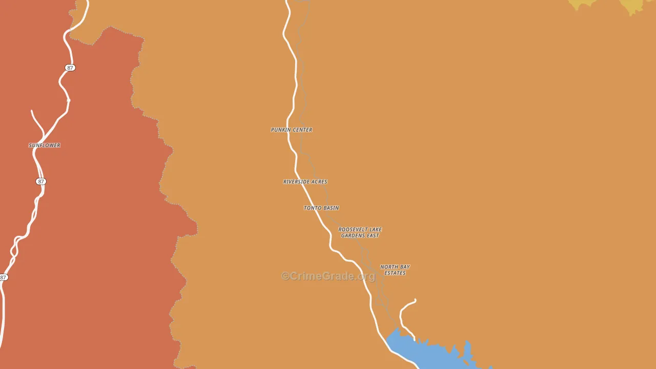 Tonto Basin, AZ Map of Burglary Rates