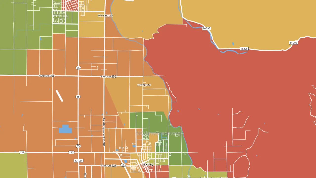 Tonyville, CA Map of Burglary Rates