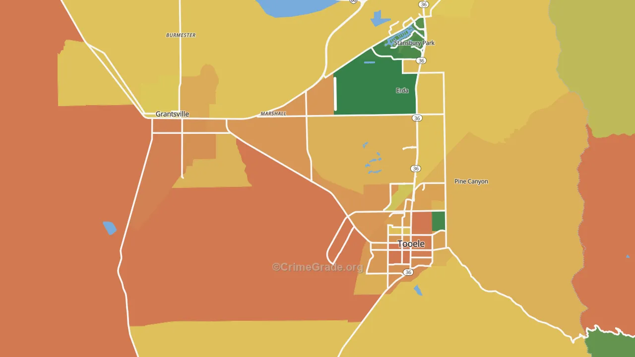 Tooele County, UT Map of Burglary Rates