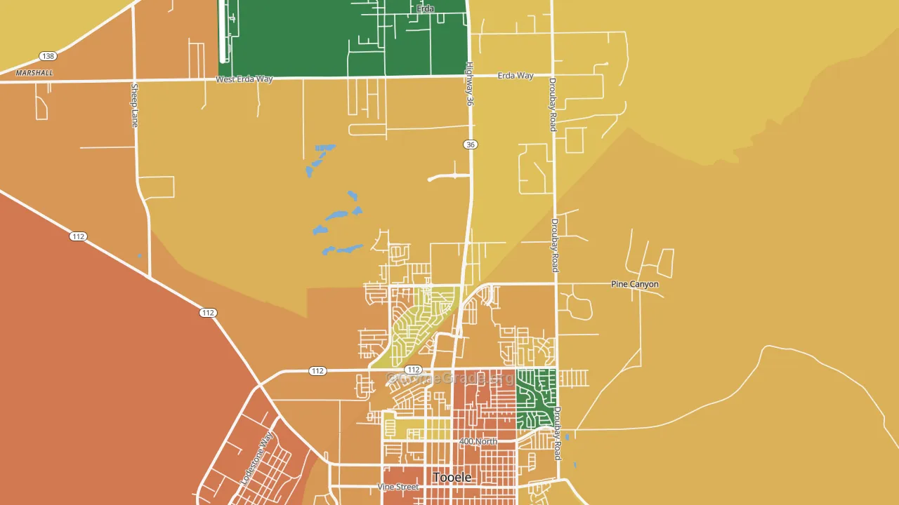 Tooele, UT Map of Burglary Rates