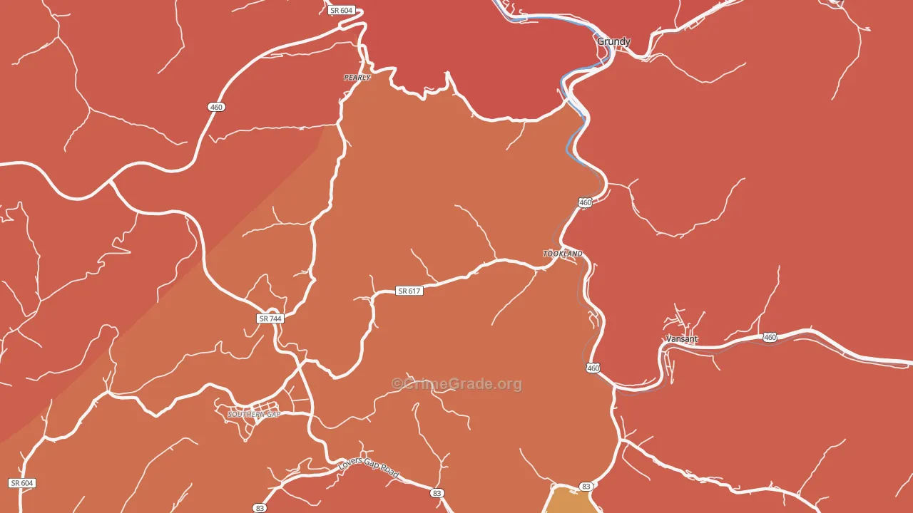 Tookland, VA Map of Burglary Rates