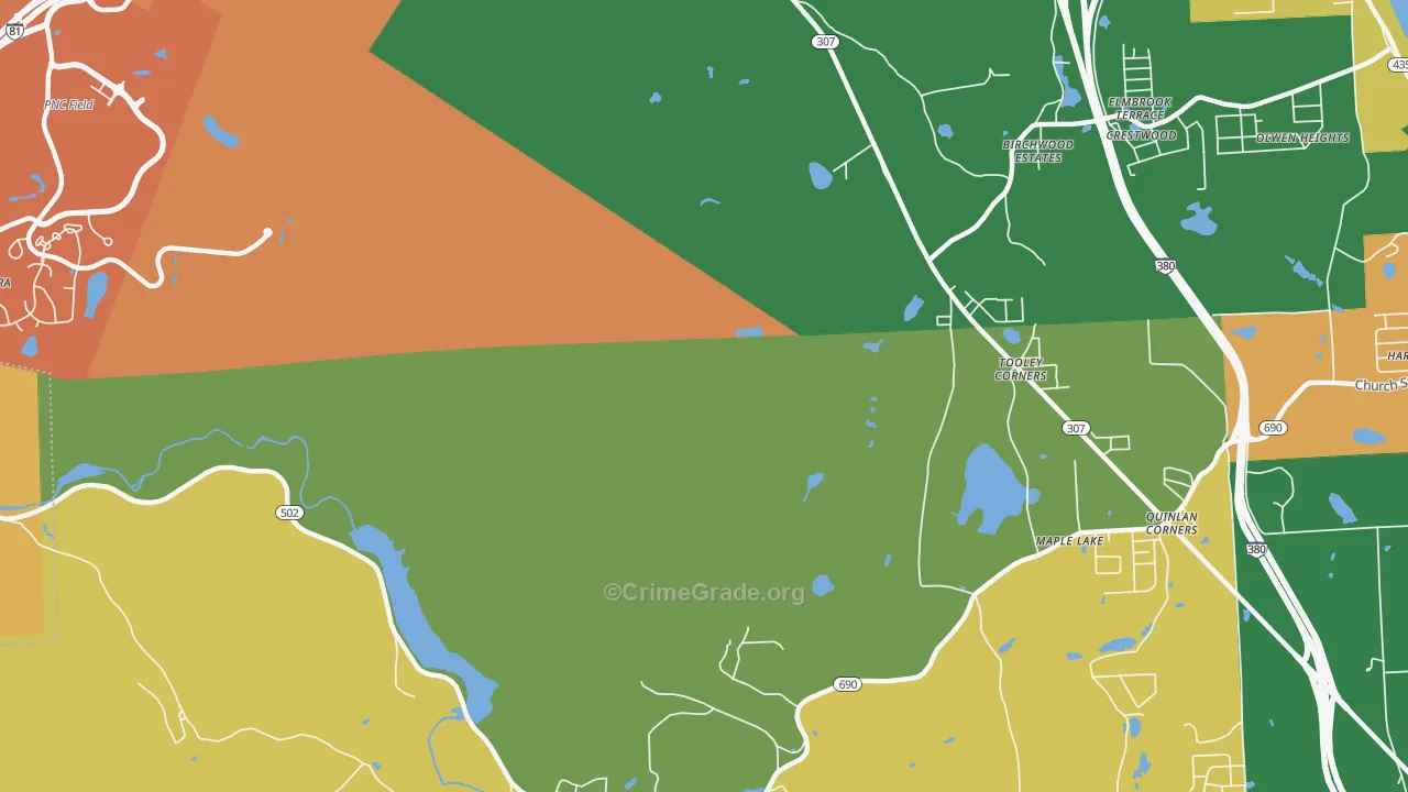Tooley Corners, PA Map of Burglary Rates