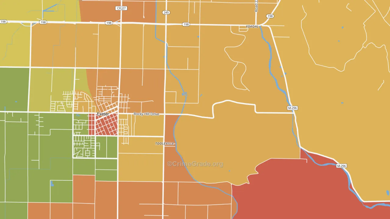 Toolville, CA Map of Burglary Rates