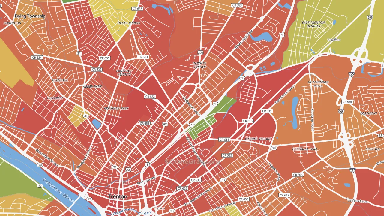 Top Road, Trenton, NJ Map of Burglary Rates