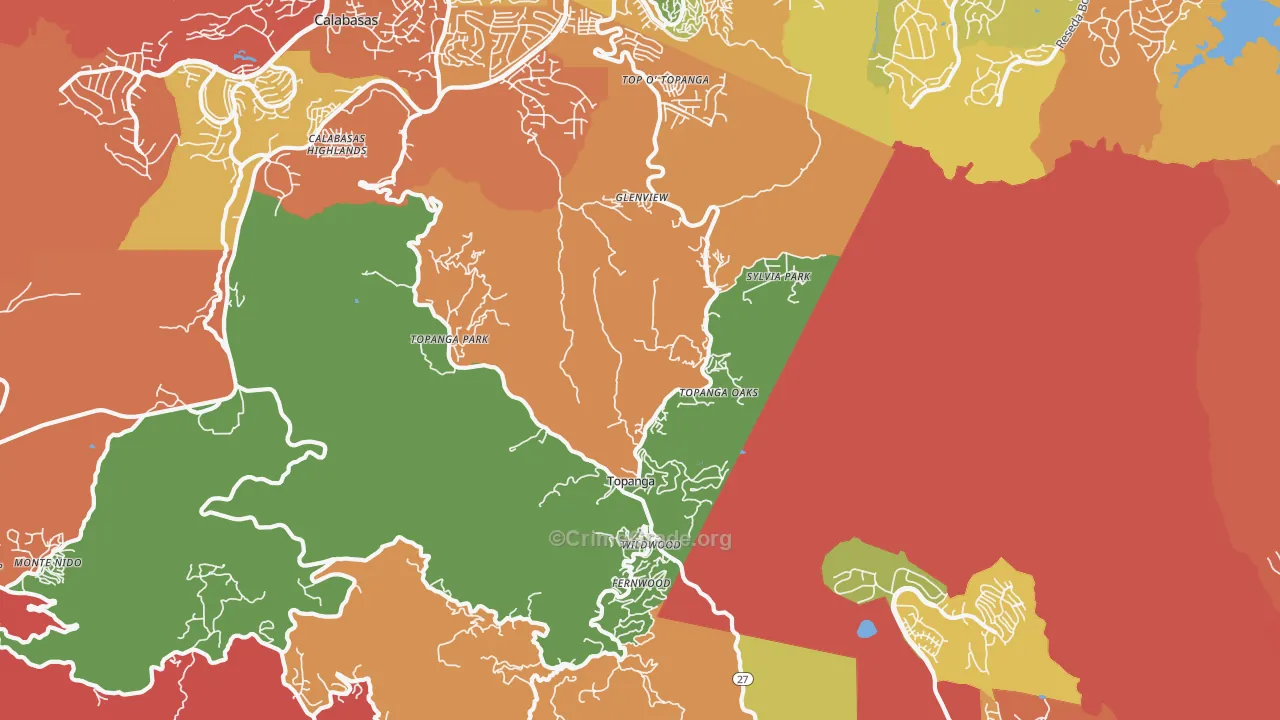 Topanga, CA Map of Burglary Rates