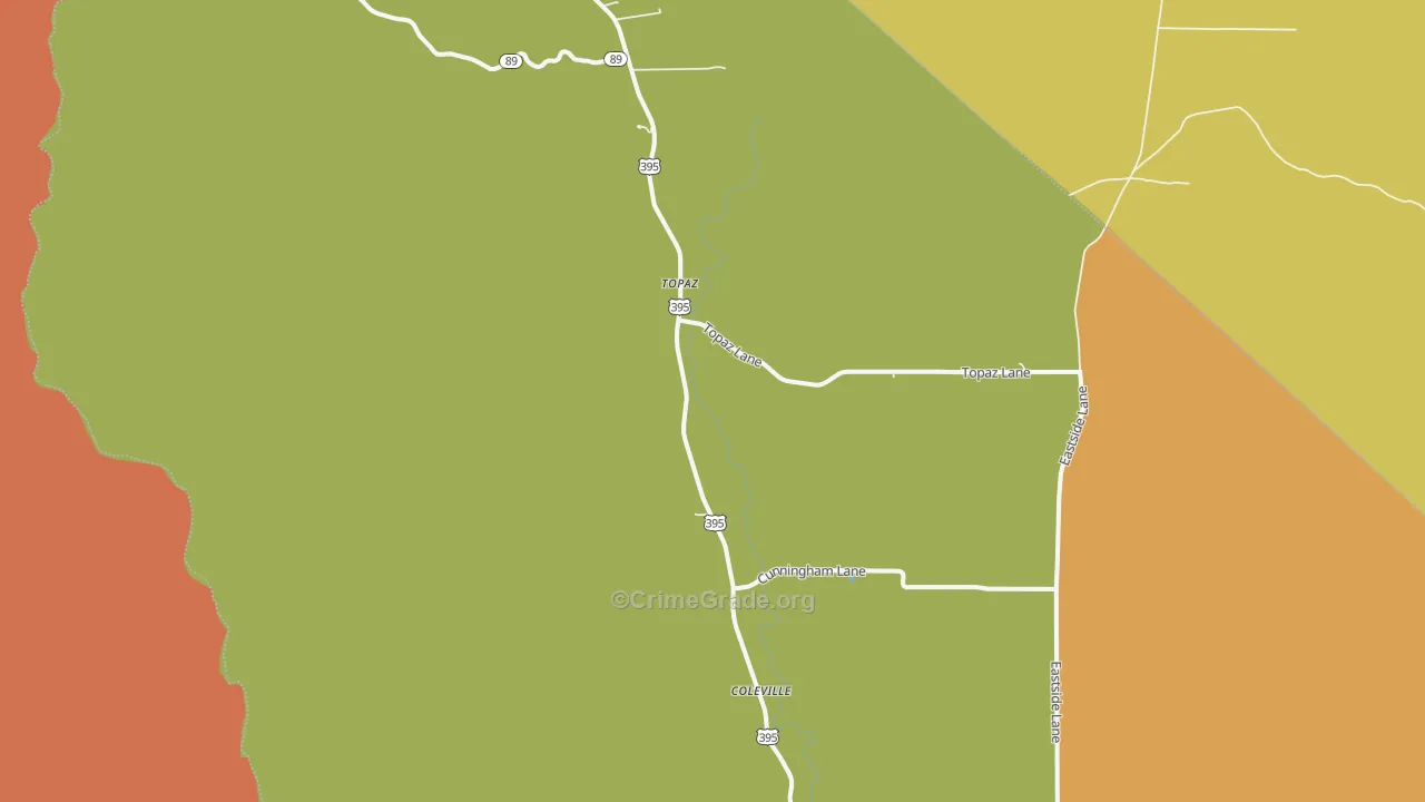 Topaz, CA Map of Burglary Rates