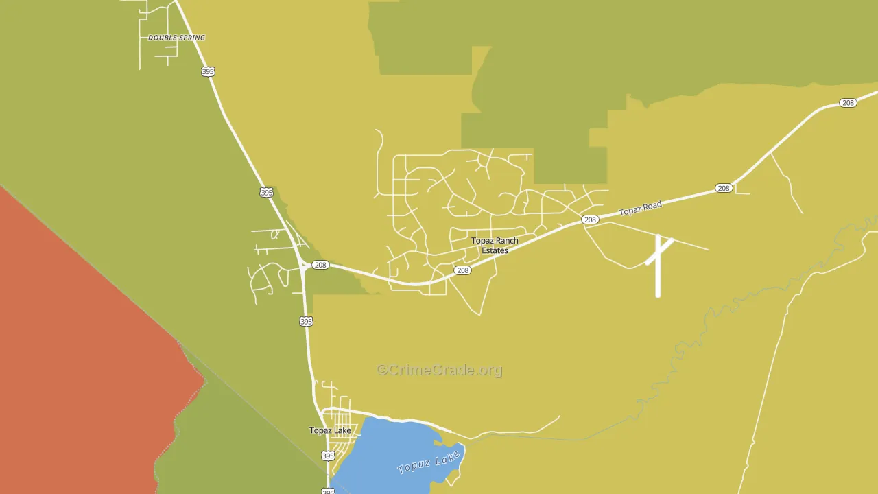 Topaz Lake, NV Map of Burglary Rates