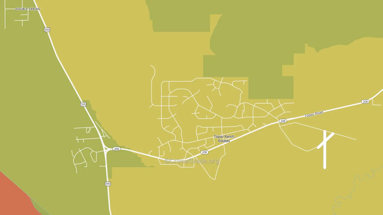 Topaz Ranch Estates, NV Map of Burglary Rates