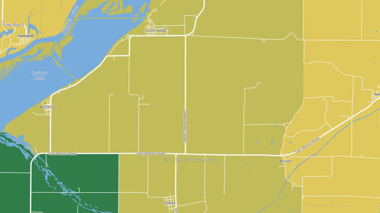 Topeka, IL Map of Burglary Rates