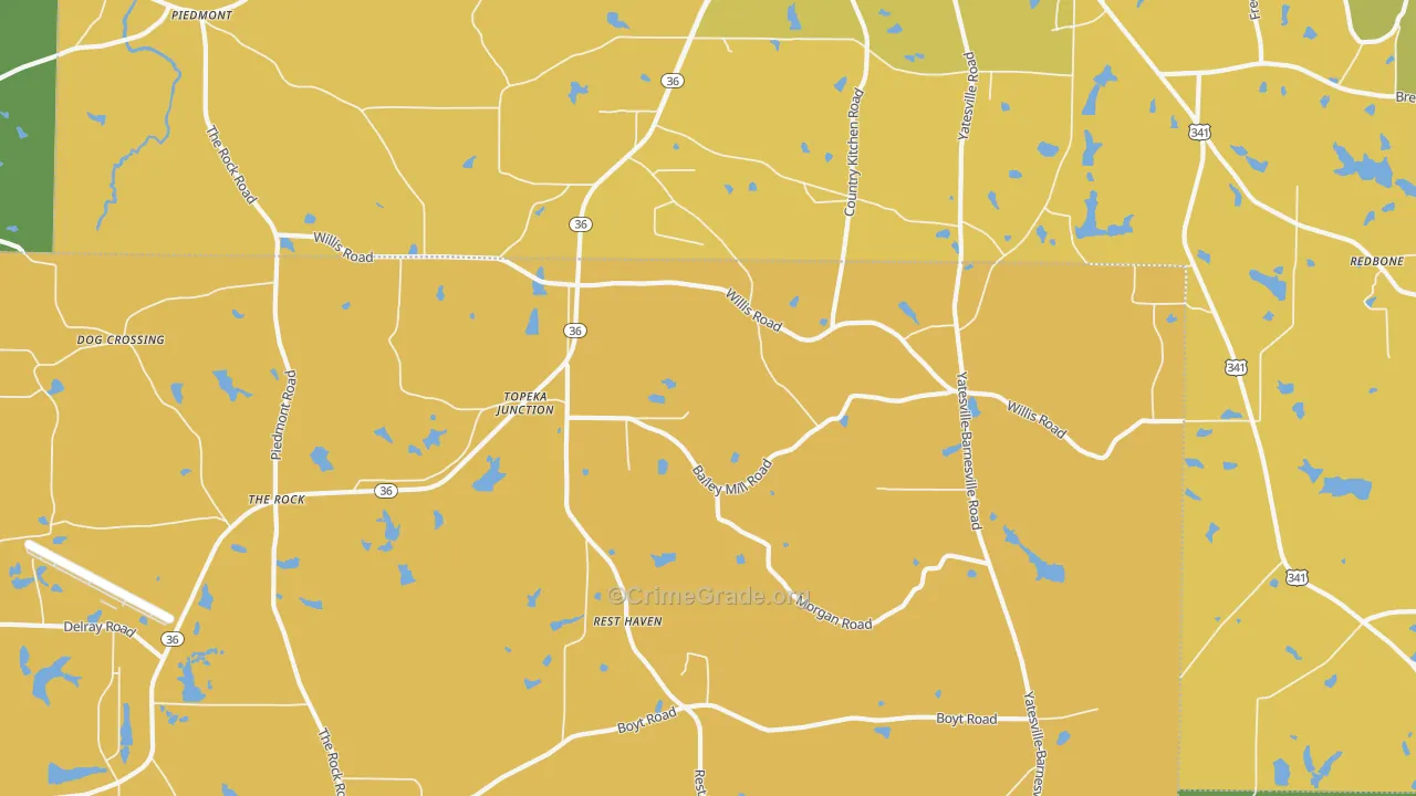 Topeka Junction, GA Map of Burglary Rates
