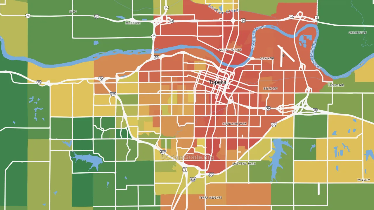 Topeka, KS Map of Burglary Rates