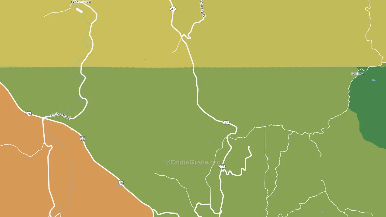 Tophill, OR Map of Burglary Rates