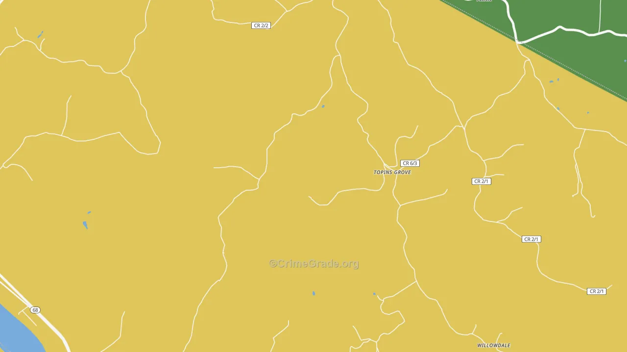 Topins Grove, WV Map of Burglary Rates