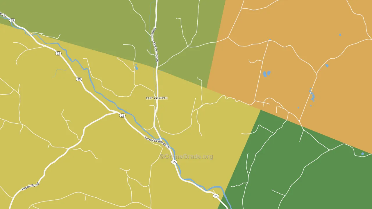 Topsham Four Corners, VT Map of Burglary Rates
