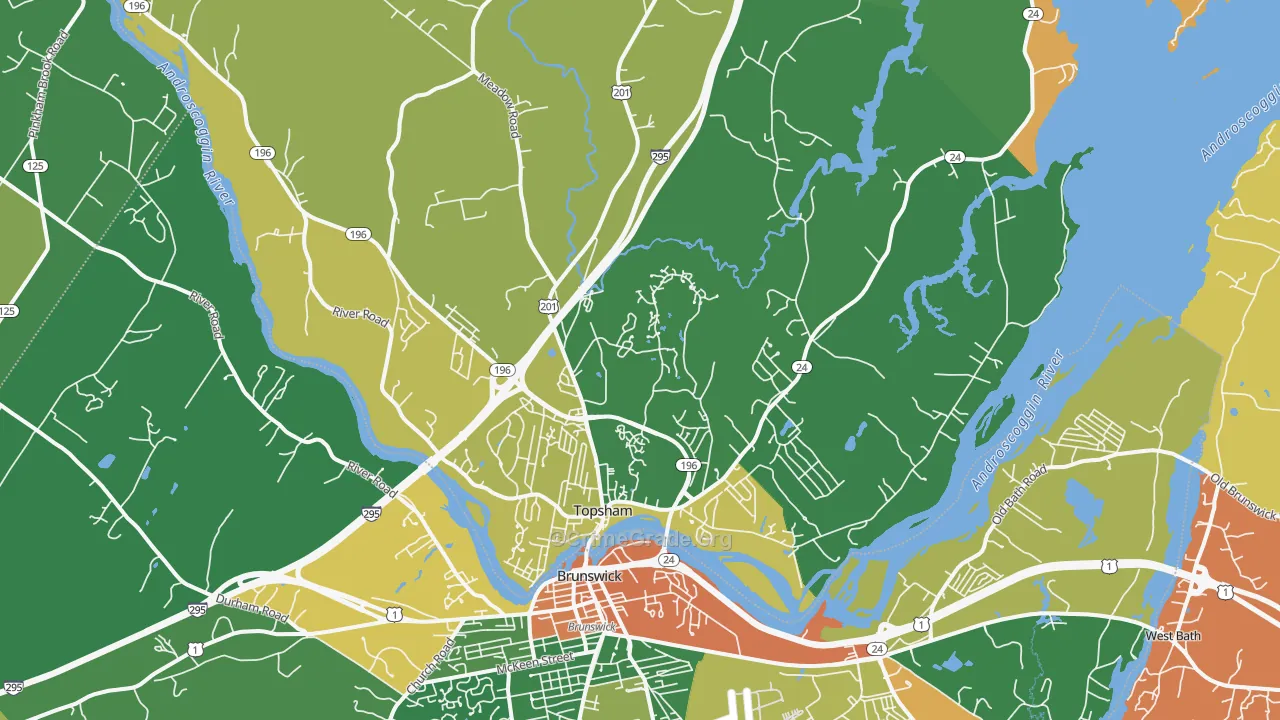 Topsham, ME Map of Burglary Rates