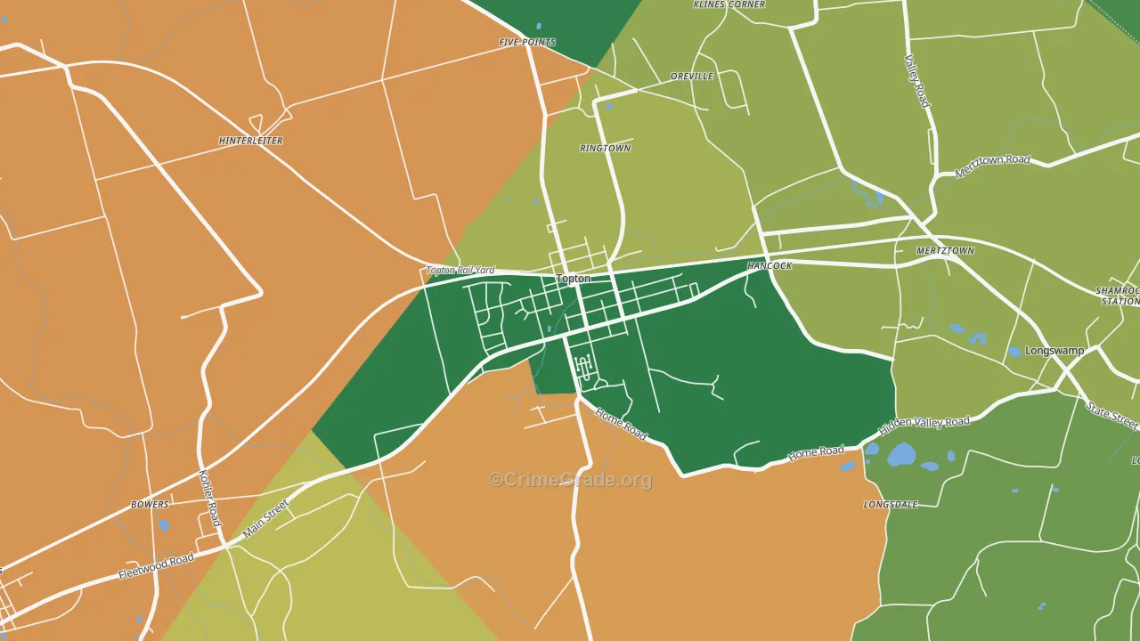 Topton, PA Map of Burglary Rates
