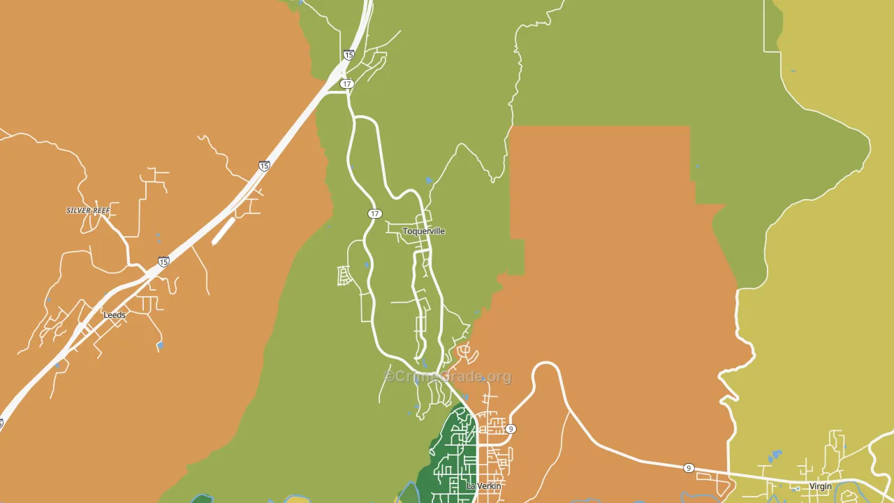 Toquerville, UT Map of Burglary Rates