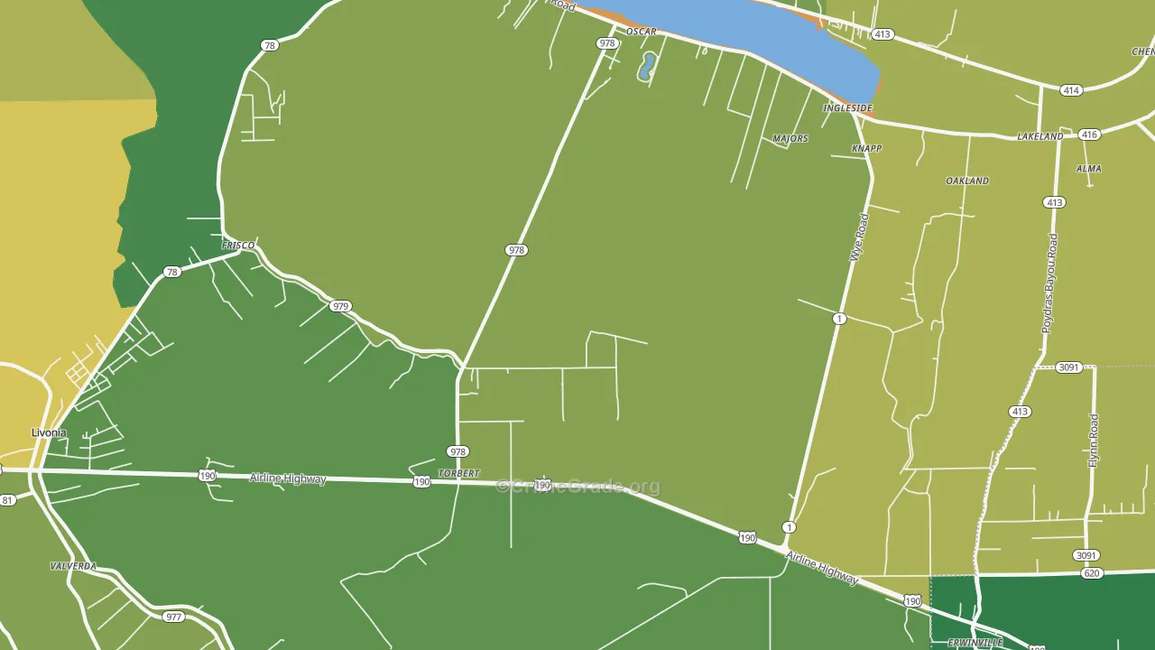Torbert, LA Map of Burglary Rates
