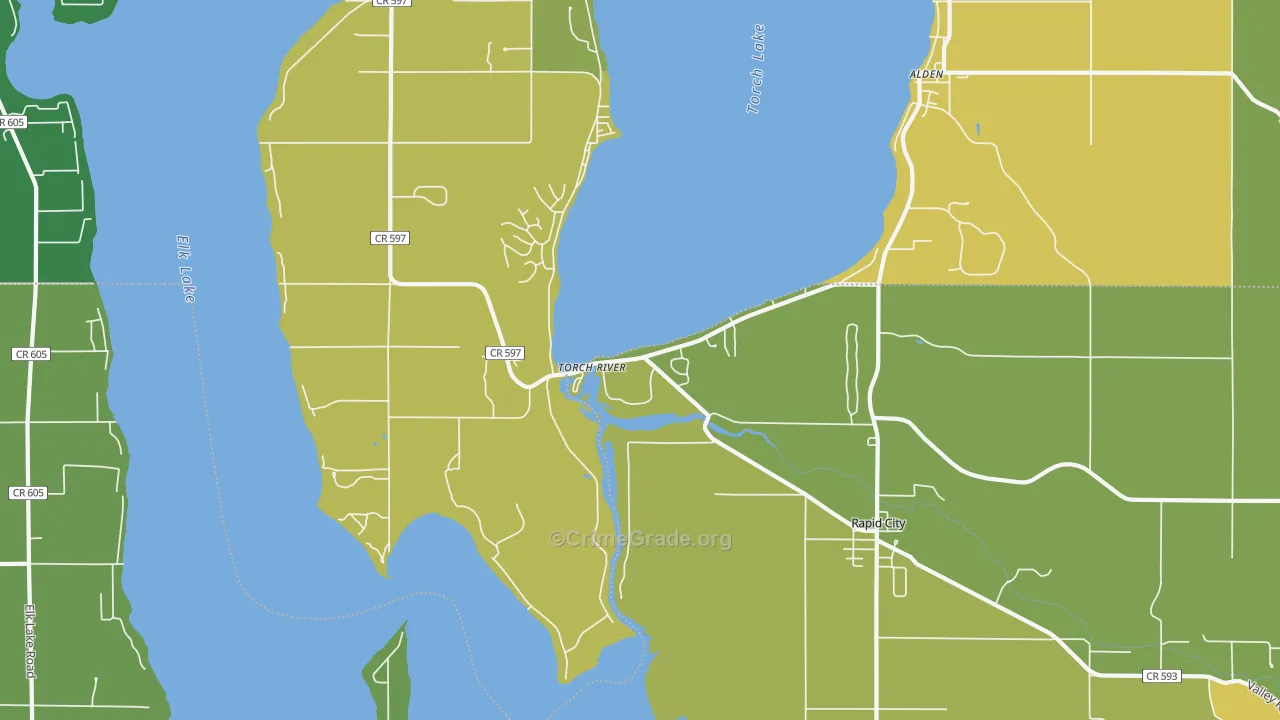 Torch River, MI Map of Burglary Rates
