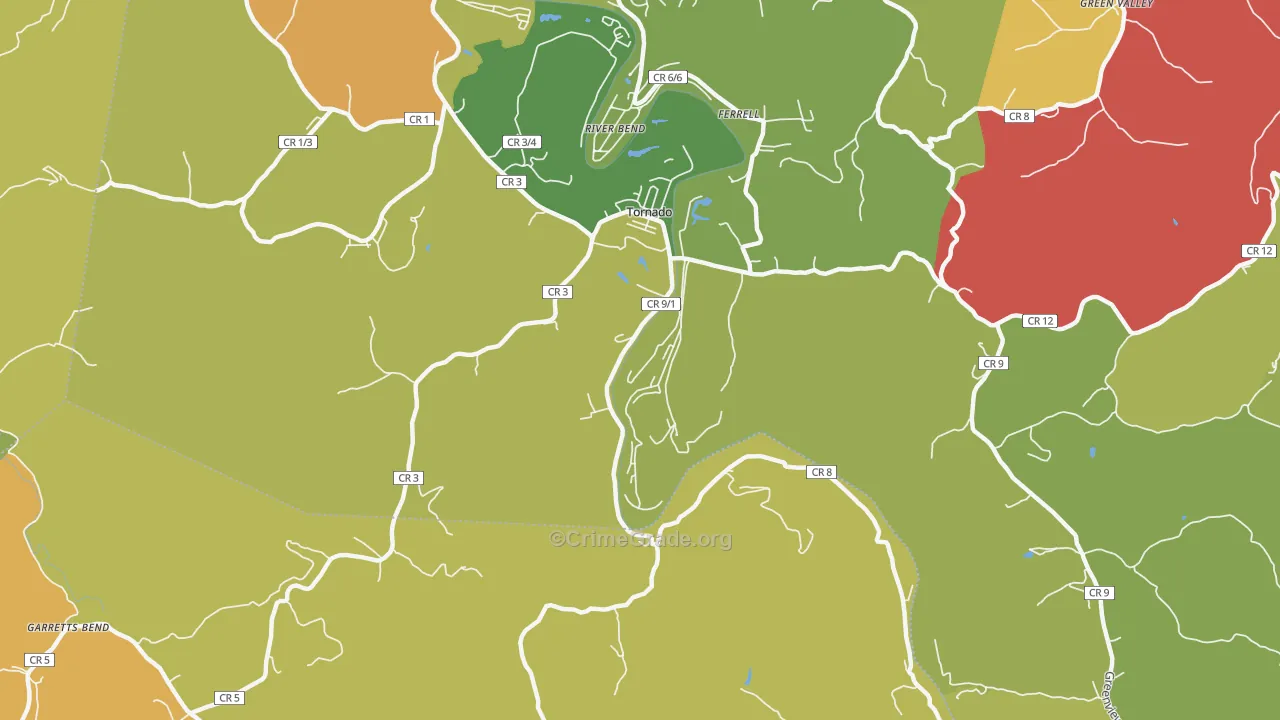 Tornado, WV Map of Burglary Rates