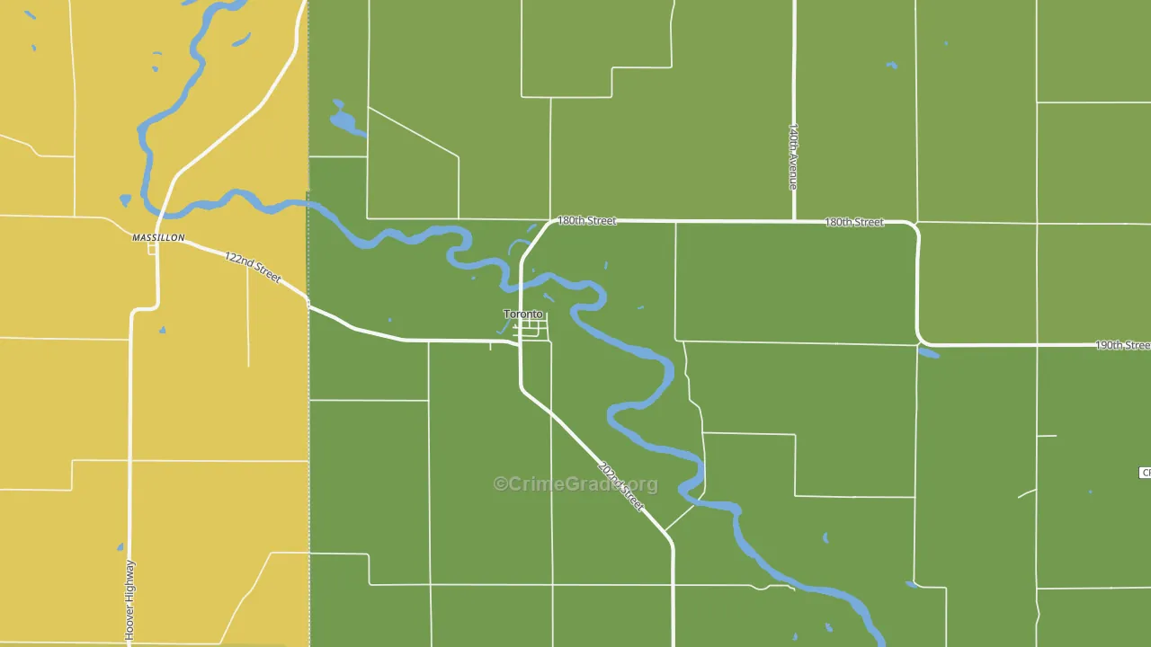 Toronto, IA Map of Burglary Rates