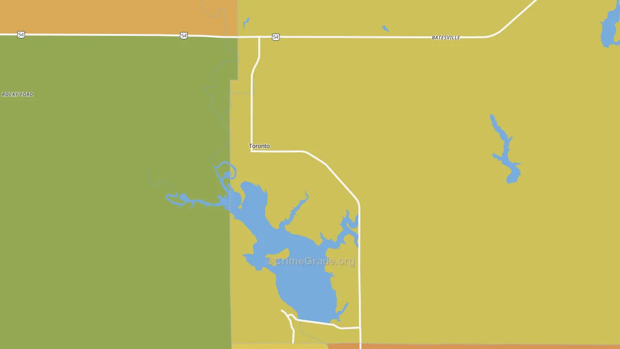 Toronto, KS Map of Burglary Rates