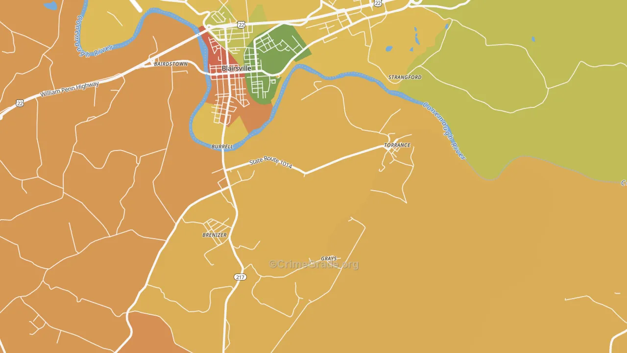 Torrance, PA Map of Burglary Rates