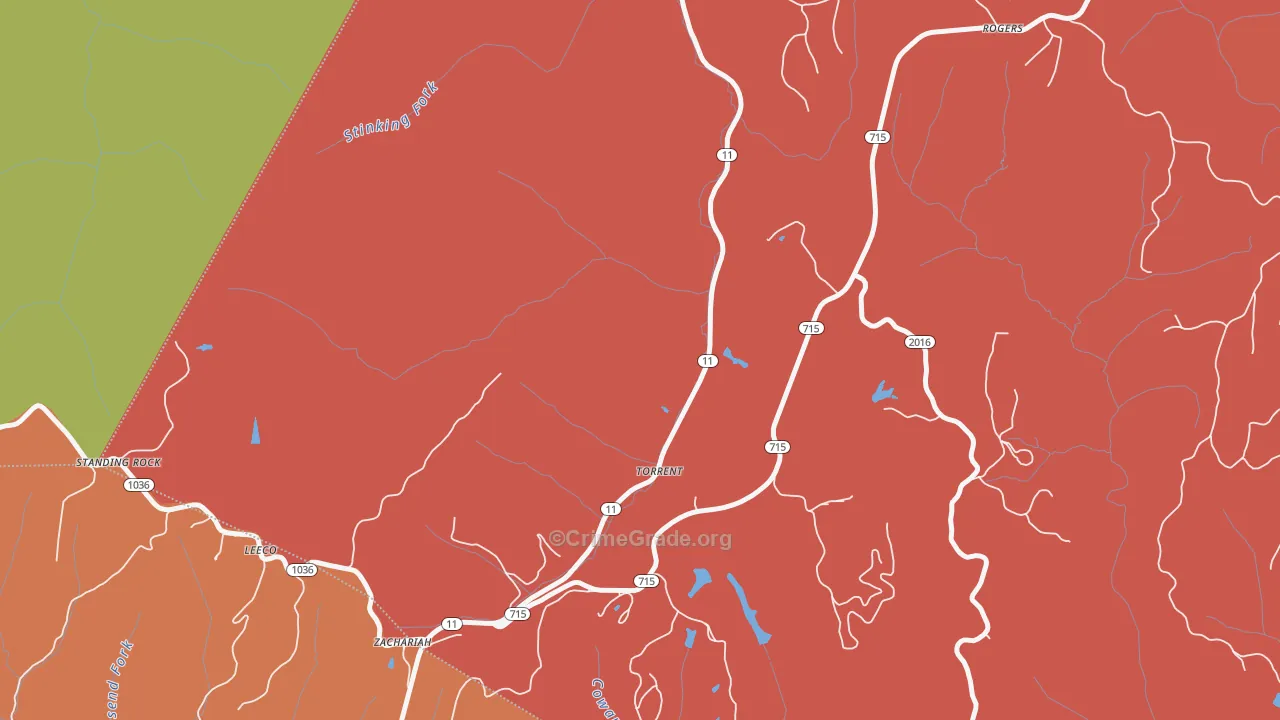 Torrent, KY Map of Burglary Rates