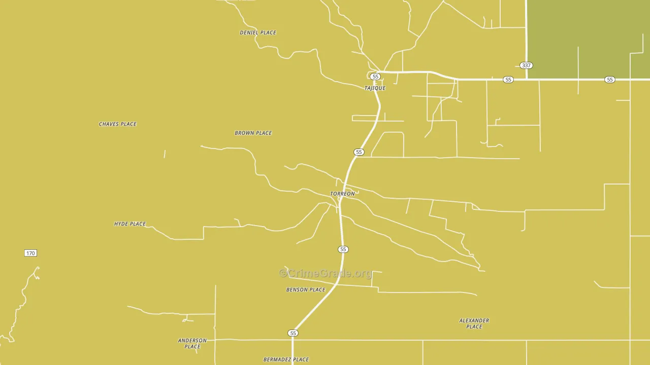 Torreon, NM Map of Burglary Rates