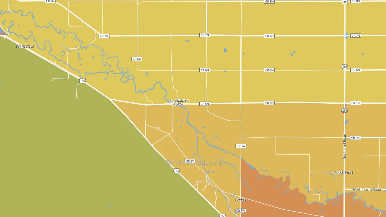Torres, CO Map of Burglary Rates