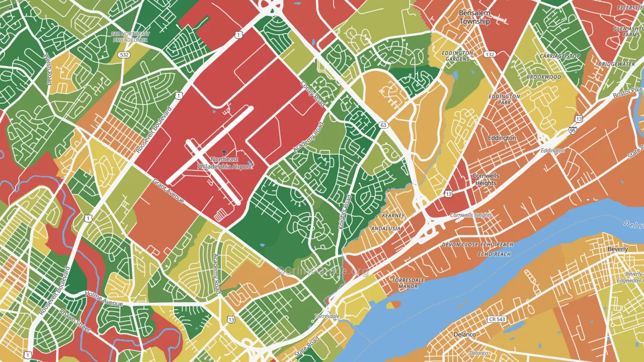 Torresdale, Philadelphia, PA Map of Burglary Rates