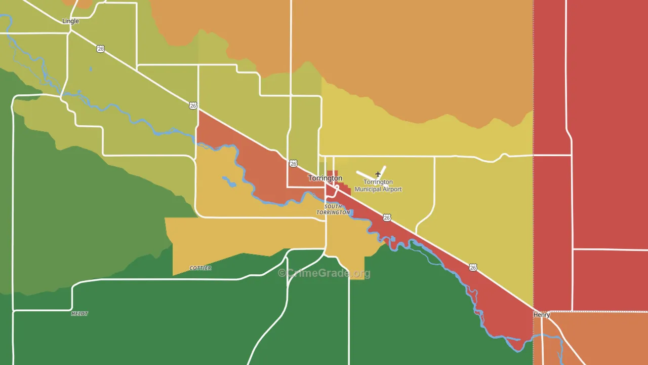 Torrington, WY Map of Burglary Rates