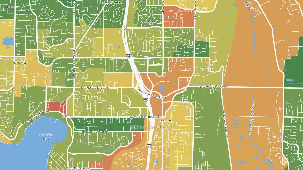 Totem Lake, Kirkland, WA Map of Burglary Rates