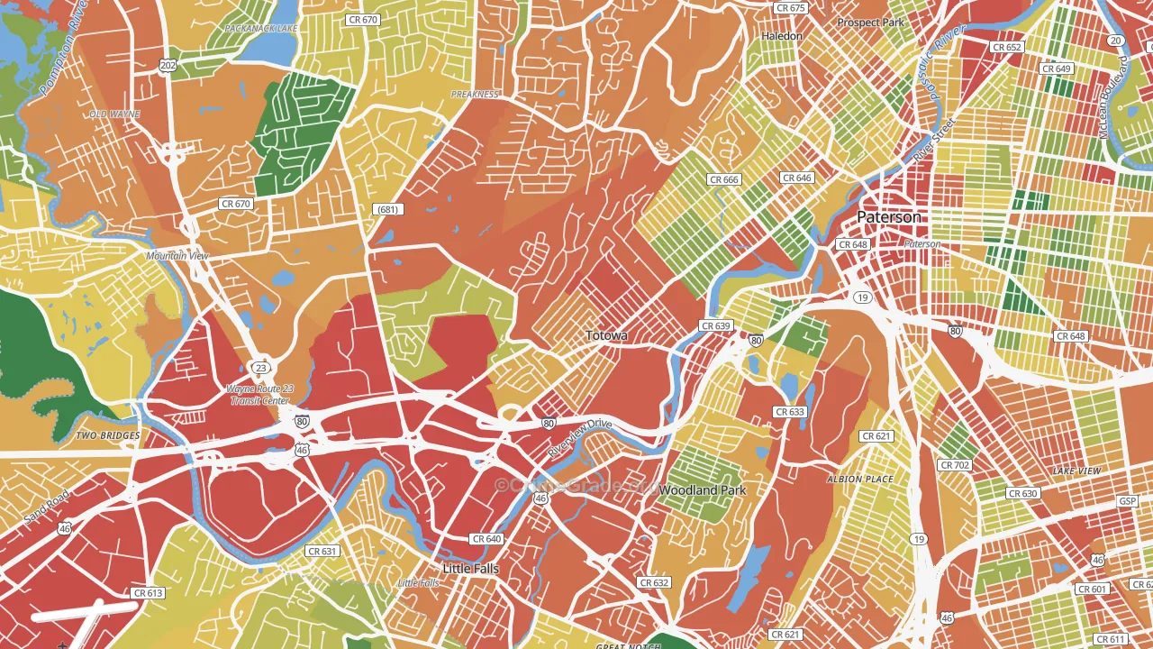 Totowa, NJ Map of Burglary Rates