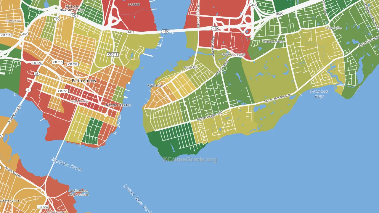 Tottenville, Staten Island, NY Map of Burglary Rates