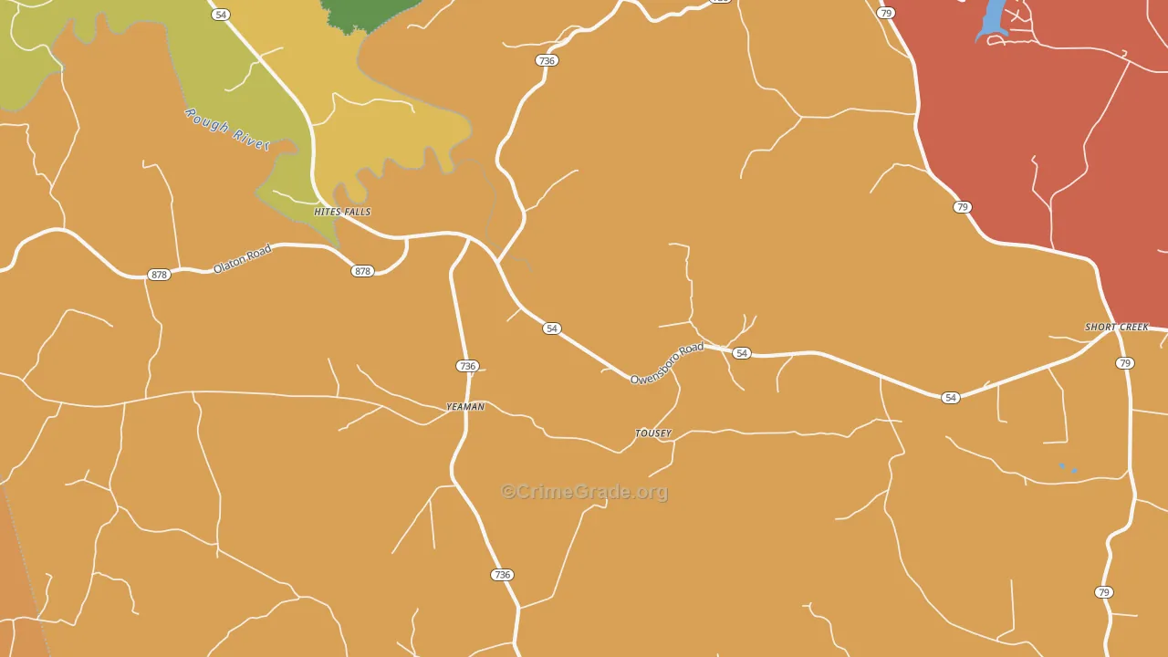 Tousey, KY Map of Burglary Rates