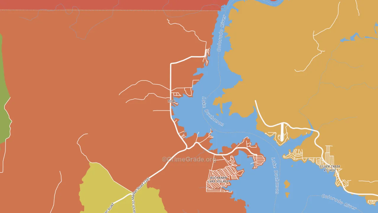 Tow, TX Map of Burglary Rates