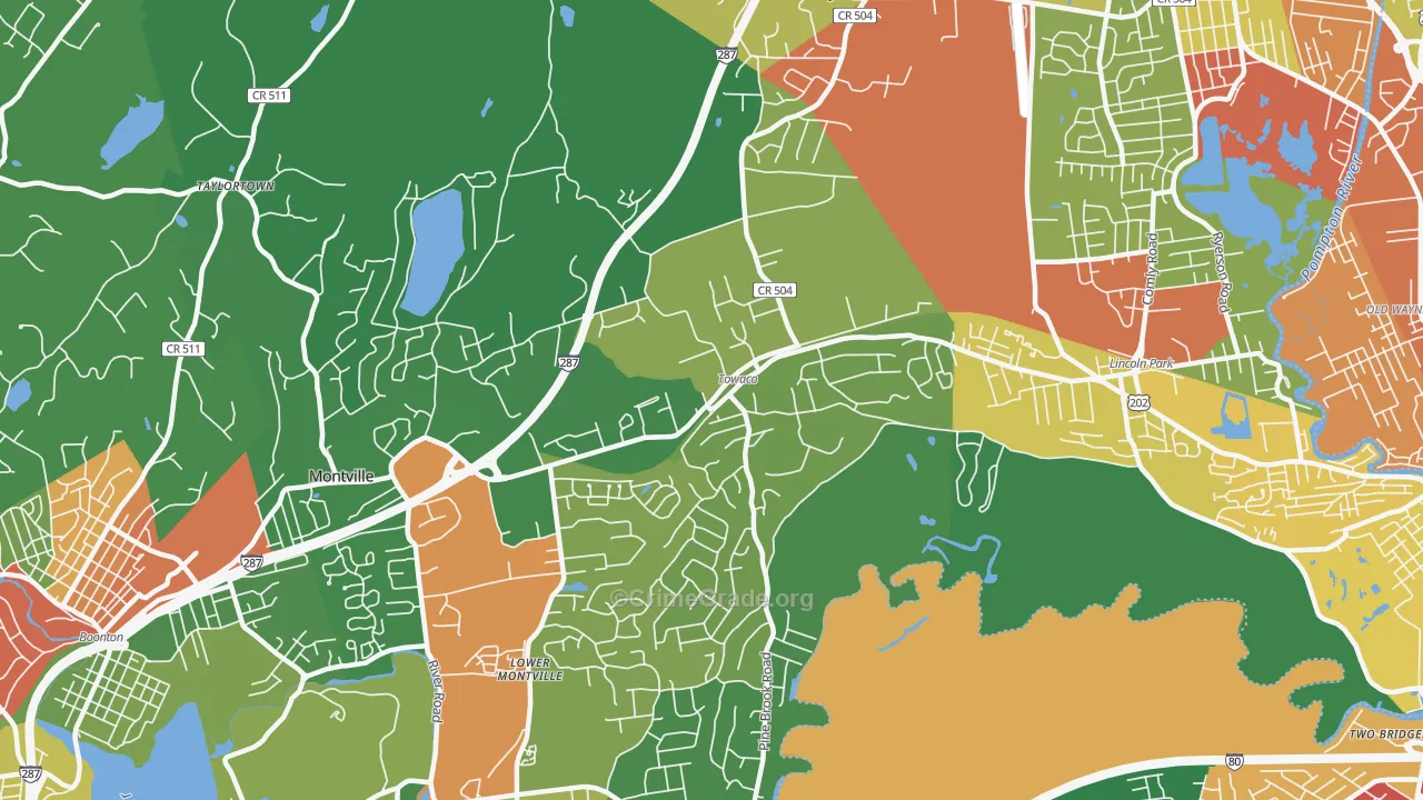 Towaco, NJ Map of Burglary Rates