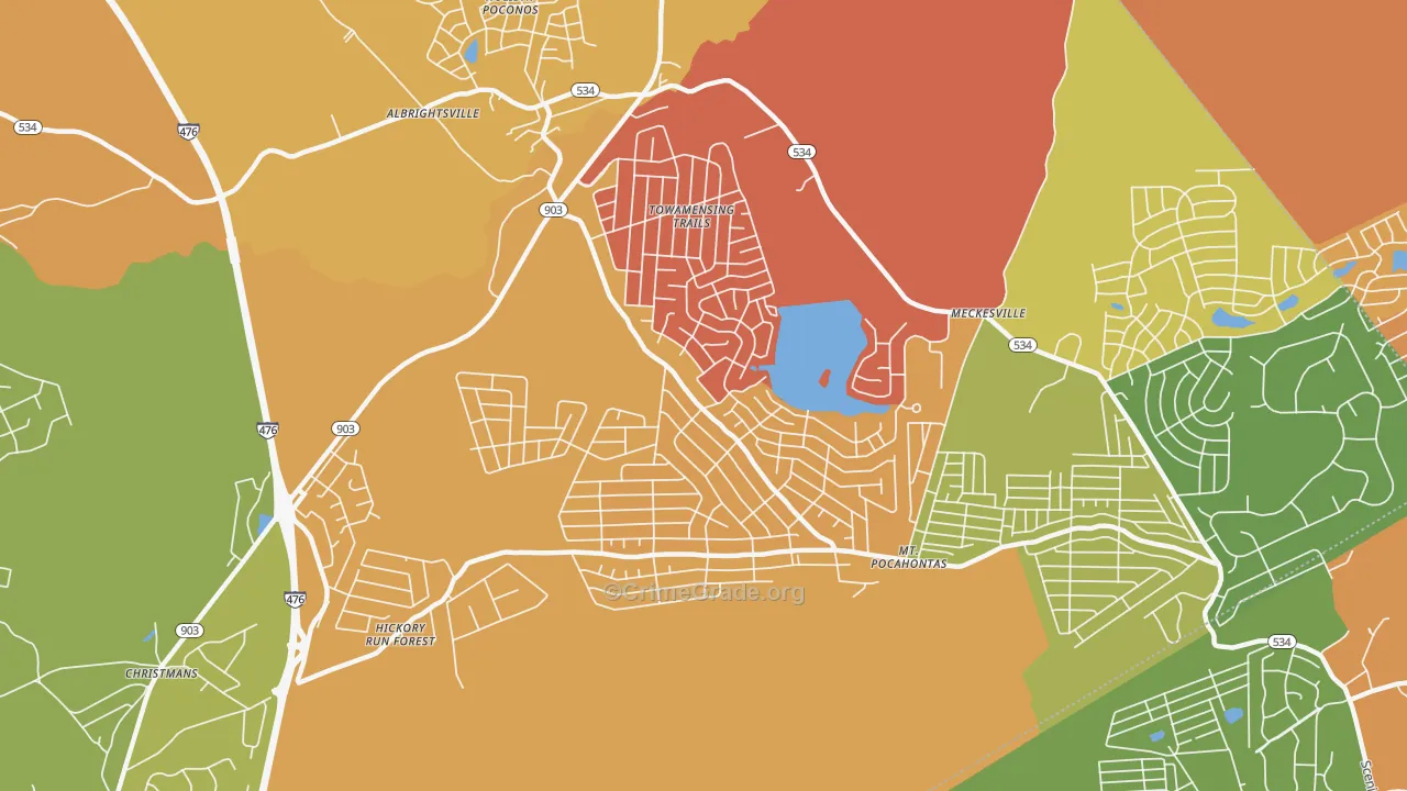 Towamensing Trails, PA Map of Burglary Rates