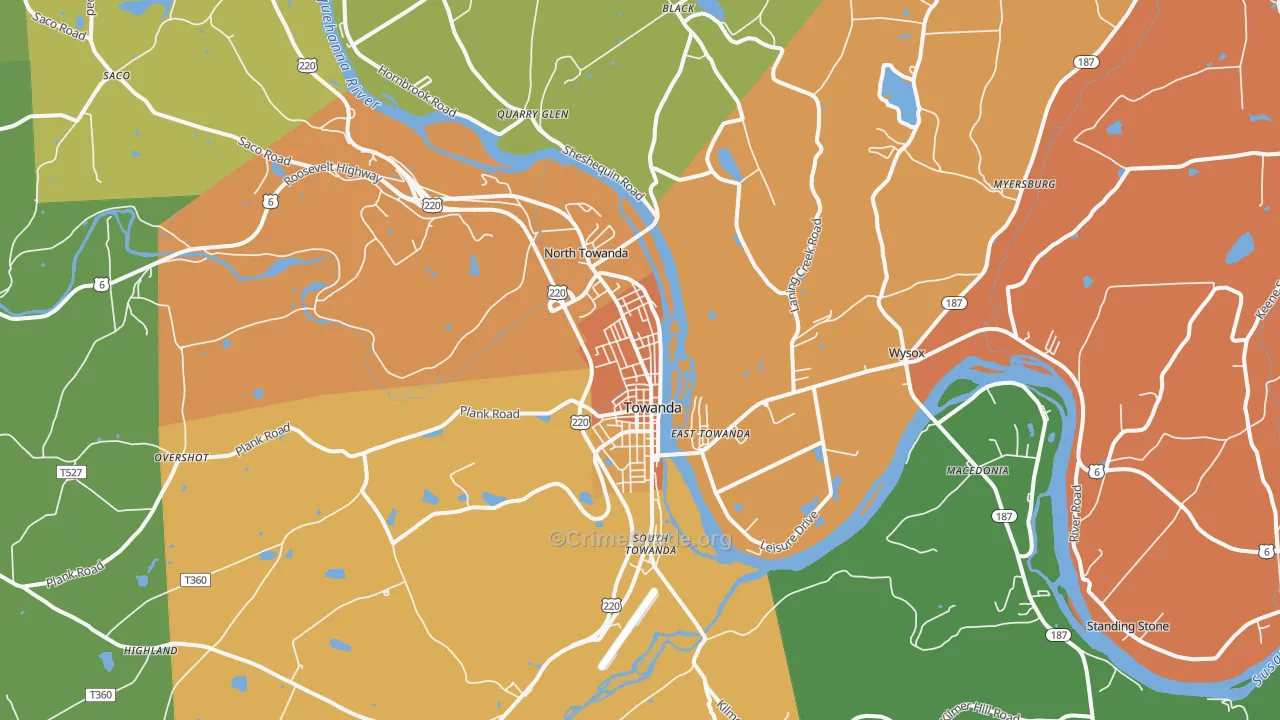 Towanda, PA Map of Burglary Rates