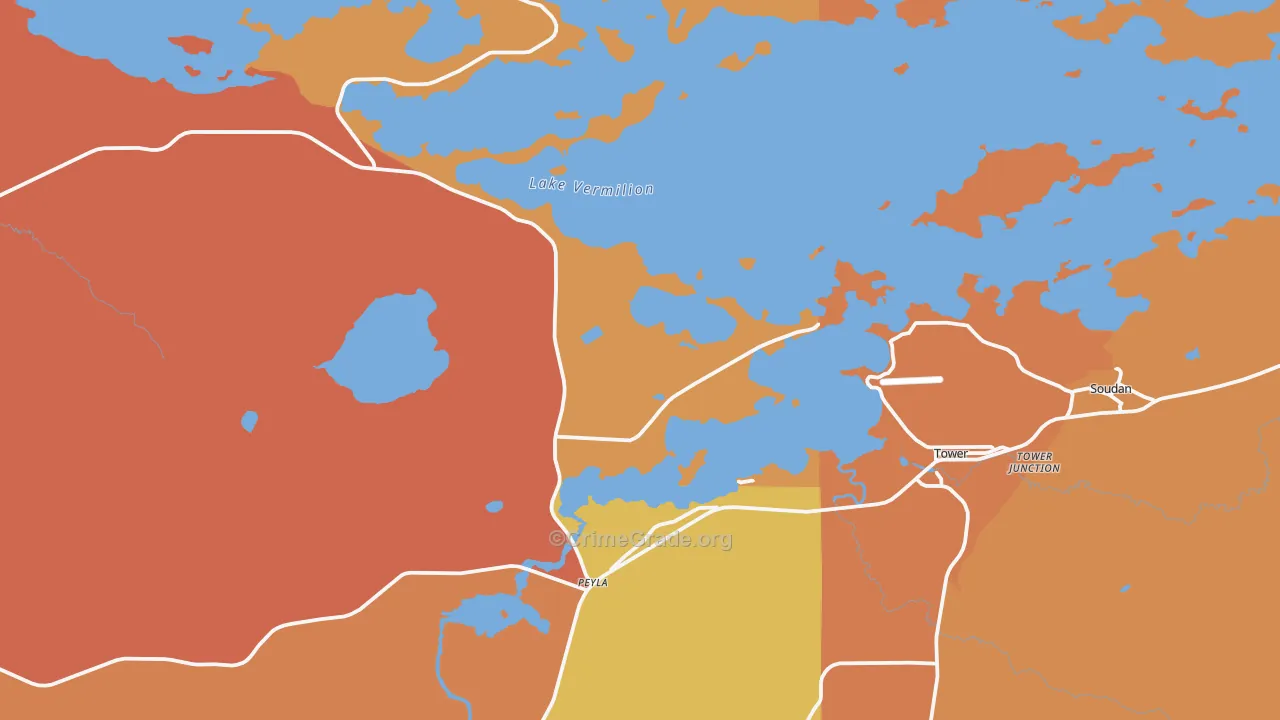 Tower, MN Map of Burglary Rates