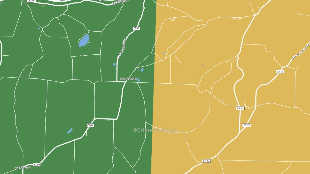 Towlesville, NY Map of Burglary Rates
