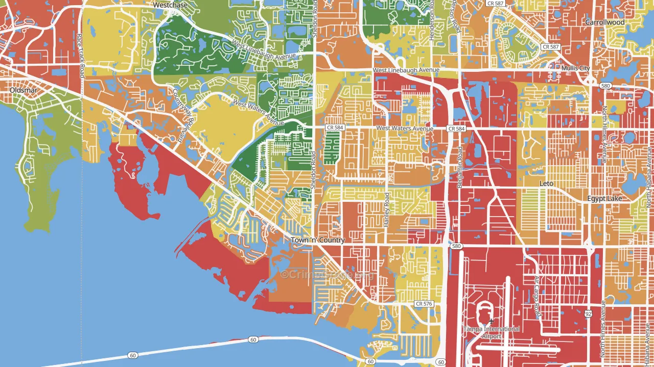 Town 'n' Country, FL Map of Burglary Rates