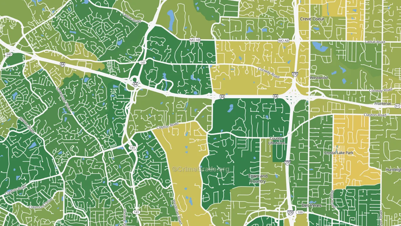Town and Country, MO Map of Burglary Rates