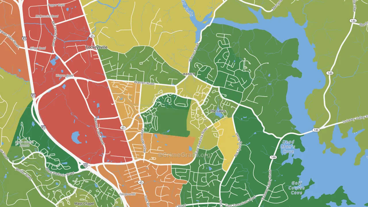 Town and Country North, Cockeysville, MD Map of Burglary Rates