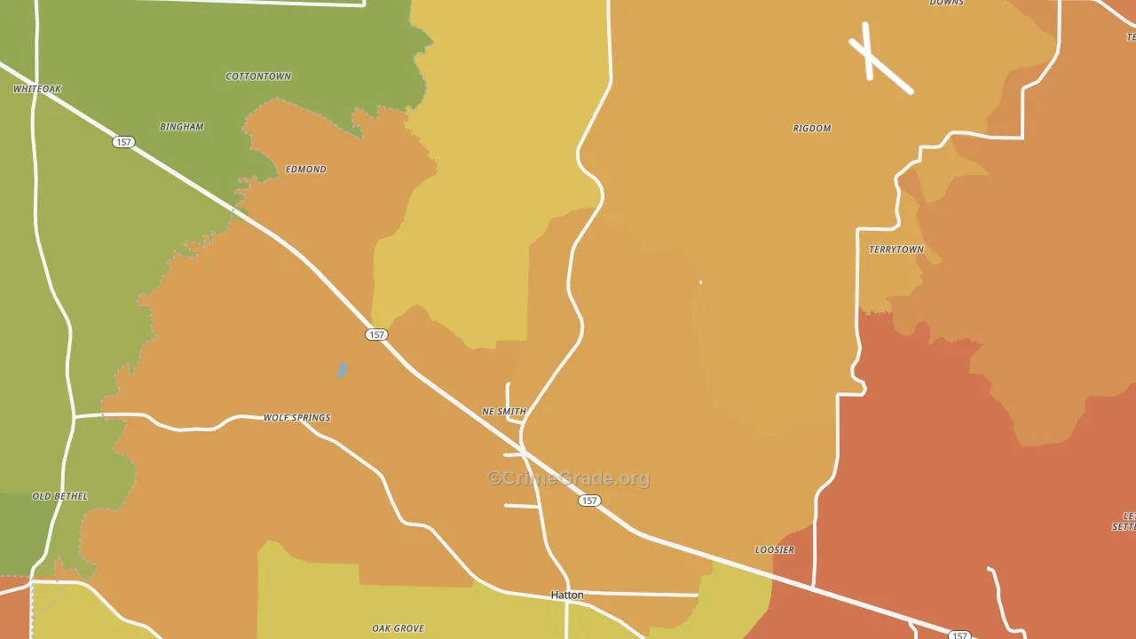 Town Creek, AL Map of Burglary Rates