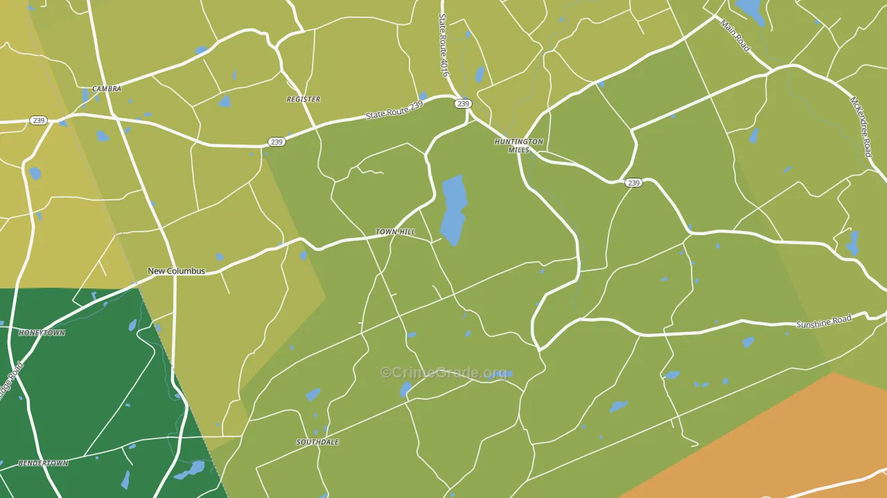 Town Hill, PA Map of Burglary Rates