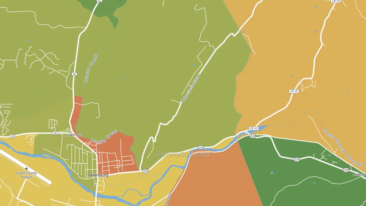 Town Hill, WV Map of Burglary Rates