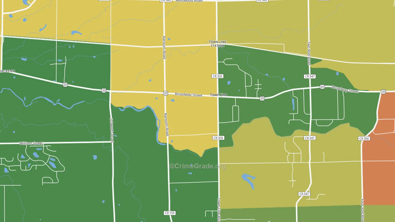 Town Line, NY Map of Burglary Rates