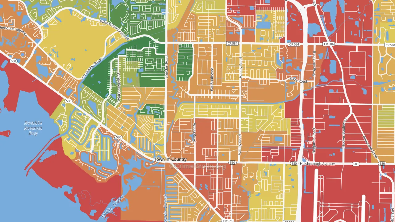 Town 'N Country Park, Town 'n' Country, FL Map of Burglary Rates
